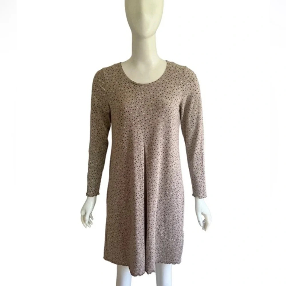 Gudrun Sjoden Modal Cotton Beige Boho Long Sleeve Lagenlook Dress Tunic Size S
